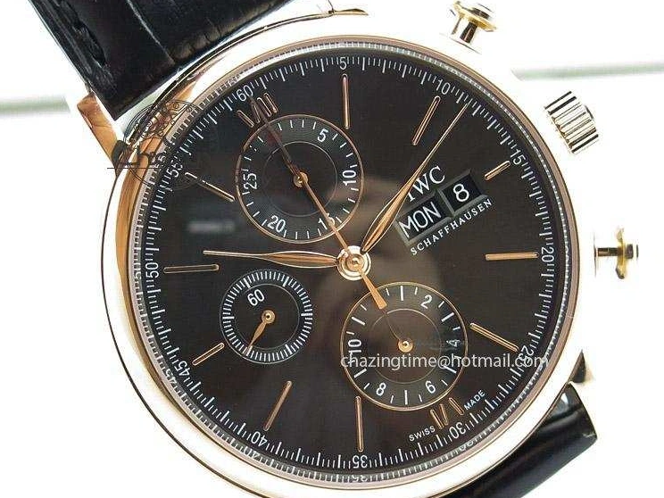 MIROTIME 0424 Portofino Chrono RG Black Dial on Black Leather Strap A HighPerformance 7389